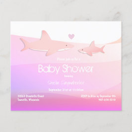 Budget Shark Rosa Ocean Baby Shower-inbjudan