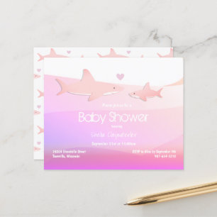 Budget Shark Rosa Ocean Baby Shower-inbjudan