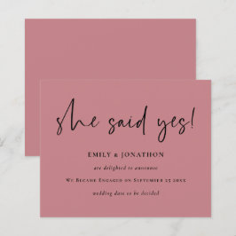 Budget She Said Yes Rosa Förlovningsannons