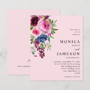 Budget Shock rosa & Navy Blue Blommigt Bröllop 3 R