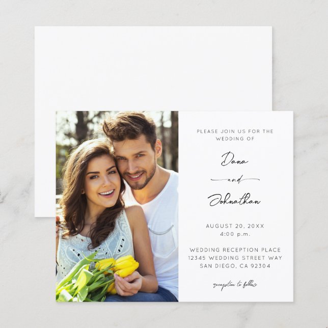 Budget Sida Foto Modern Kalligrafi Bröllop (Fram/baksida)