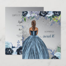 Budget Silver Blue Dress Sweet 16 födelsedag