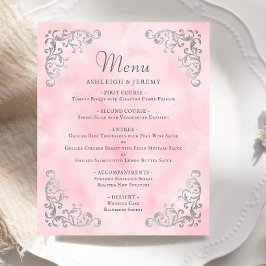 Budget Silver Blush Rosa Vintage Bröllopsmeny
