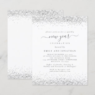 Budget Silver Giliter White Nya år Party Invit