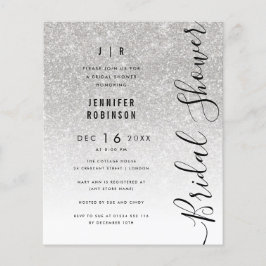 Budget Silver Glam Glitter Bröllopsfest  Flygblad