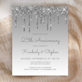 Budget Silver Glitter 25-årsjubileum inbjudan