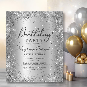 Budget Silver Glitter Foil 13:e födelsedagen Inbju