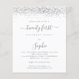 Budget Silver Glitter Girly 21:a partsinbjudan