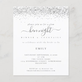 Budget Silver Glitter Hen Night Inbjudan