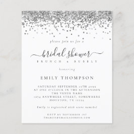 Budget Silver Glitter Inbjudningskort för möhippan