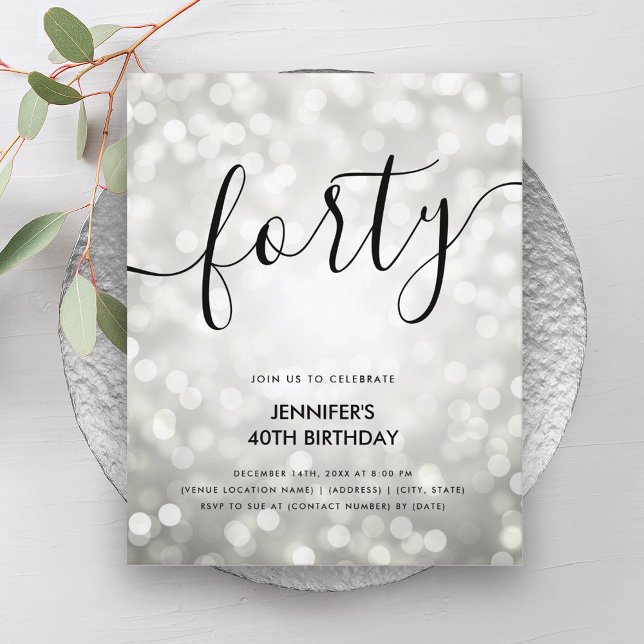 BUDGET Silver Glitter Lights 40-årsfirande  (BUDGET Silver Glitter Lights 40th Birthday )