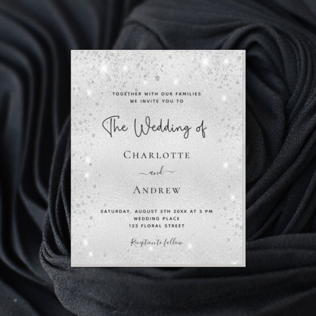 Budget silver glitter modern elegant bröllop (Skapare uppladdad)