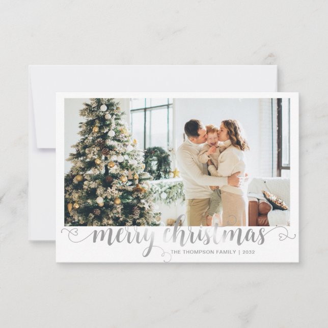 BUDGET Silver God jul Heart-skriptfoto Anteckningskort (Framsida)