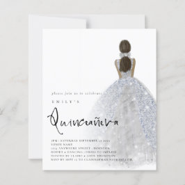 Budget Silver Gown Mörk Hair QR Quinceañera