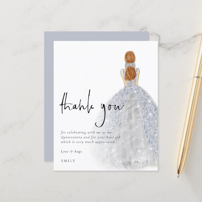 Budget Silver Gown Red Hair Quinceañera Tack (Fram/Back In Situ)