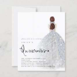 Budget Silver Klänning Brunett Hår QR Quinceañera