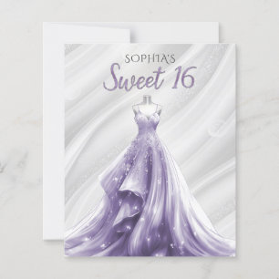 Budget Silver Lila Dress Sweet 16 inbjudan
