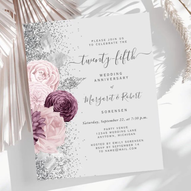 Budget Silver Mauve Blommig 25-årsjubileum (Skapare uppladdad)