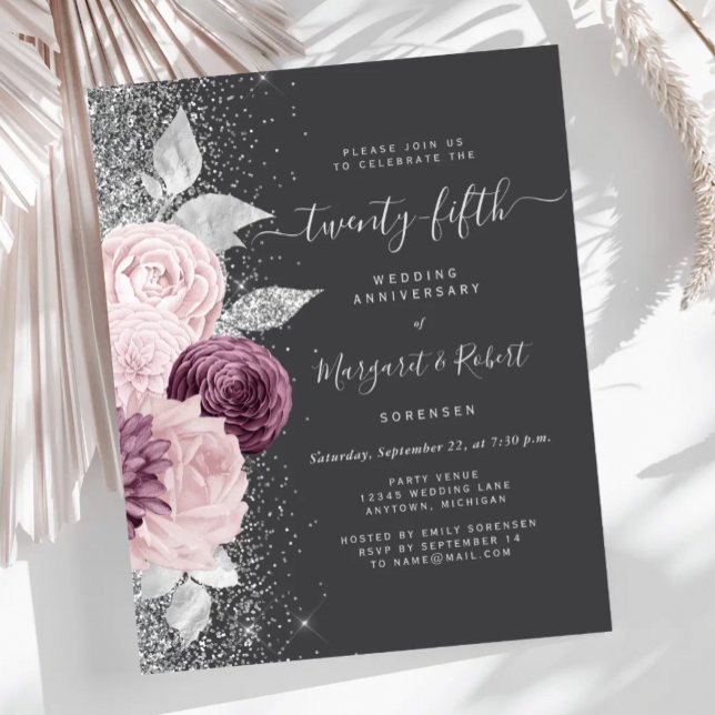 Budget Silver Mauve Blommig Grå 25-årsjubileum (Skapare uppladdad)