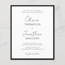 BUDGET Simple Black Tie White Script Bröllop