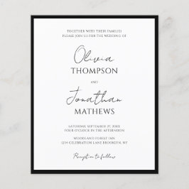 BUDGET Simple Black Tie White Script Bröllop