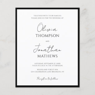 BUDGET Simple Black Tie White Script Bröllop