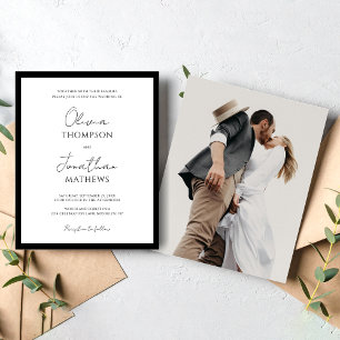 BUDGET Simple Black Tie White Script Photo Bröllop