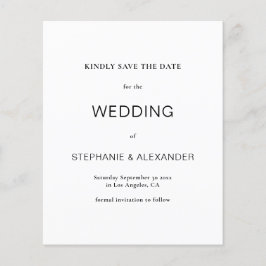 Budget Simple Black & White Bröllop spara datum