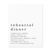 Budget Simple Black White Rehearsal Middag Inbjuda