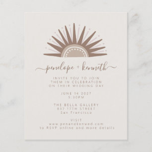 Budget Simple Boho Sol Taupe bröllopsinbjudan