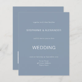 Budget Simple Dusty Blue Bröllop QR Code Inbjudan
