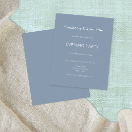 Budget Simple Dusty Blue Evening Party Inbjudan