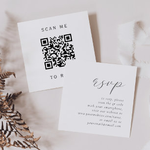 Budget Simple Grått Script Bröllop QR-kodens OSA Tilläggskort
