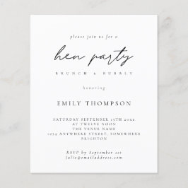 Budget Simple Hen Party Brunch Bubly Inbjudan