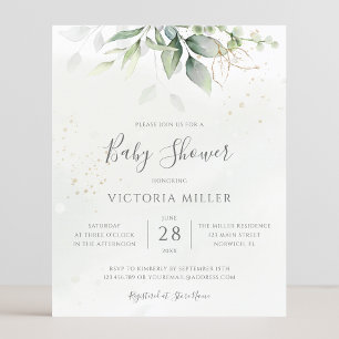Budget Simple Modern Grey Baby Shower Inbjudan