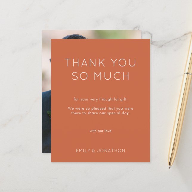 Budget Simple Photo Bröllop Terracotta Tack (Fram/Back In Situ)