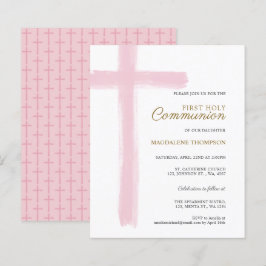 Budget Simple Pink Cross Girl First Holy Communion