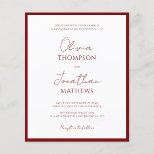BUDGET Simple Red Gräns Script Photo Bröllop