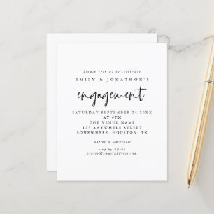 Budget Simple Script Black White Förlovning Inbjud