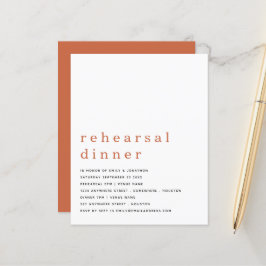 Budget Simple Terracotta Rehearsal Dinner Inbjudan
