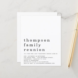 Budget Simple Text Family Reunion Party Inbjudan