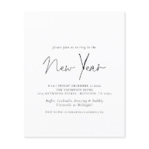 Budget Simple Text Nyårsafton Party Inbjudan