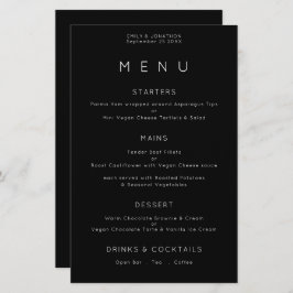 Budget Simple Typography White Black Bröllop Menu