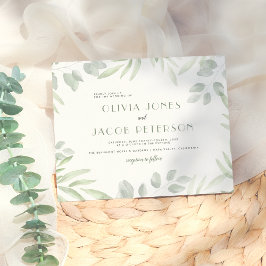 Budget Simple Watercolor Foliage Botanical Bröllop