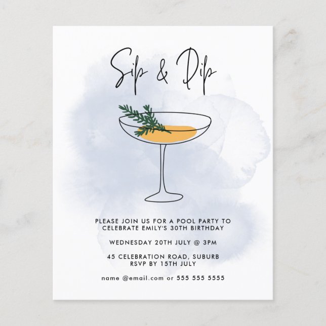 Budget Sip & Dip Cocktail Bassäng Party (Framsida)