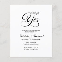 Budget Själv Hon Sa Ja Förlovningsfest Inbjudan