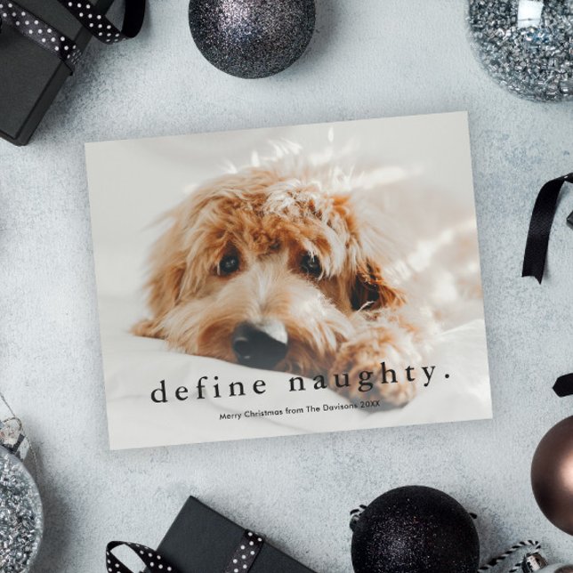 Budget Självvald Busig Rolig Husdjur Julkort (Funny Naughty Pet Photo Christmas Holiday Card.)