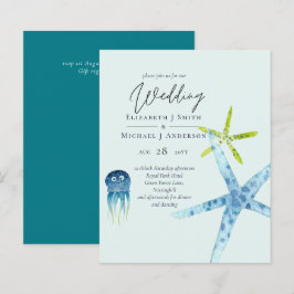 BUDGET Sjöliv Beach Ocean Wedding-inbjudningar