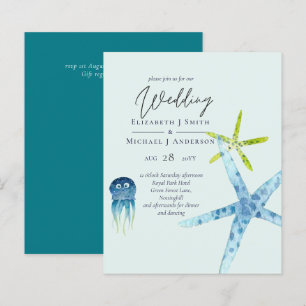 BUDGET Sjöliv Beach Ocean Wedding-inbjudningar