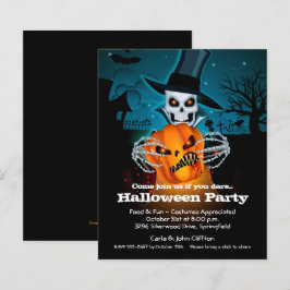Budget Skeleton- och Pumpkin Halloween-inbjudninga